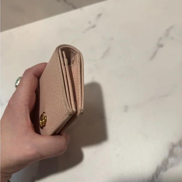 Gucci GG Marmont Pink Leather Compact Wallet with box and dust bag